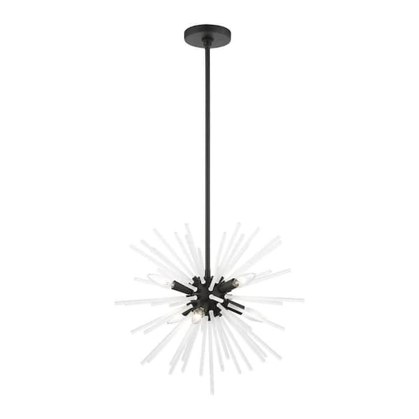 Wickford-6 Light Black Pendant Chandelier