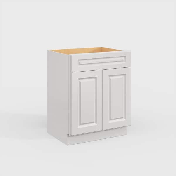 Hausvita 27 in. W x 21 in. D x 34.5 in. H in Traditional Dove Plywood Ready to Assemble Floor Vanity Sink Base Kitchen Cabinet