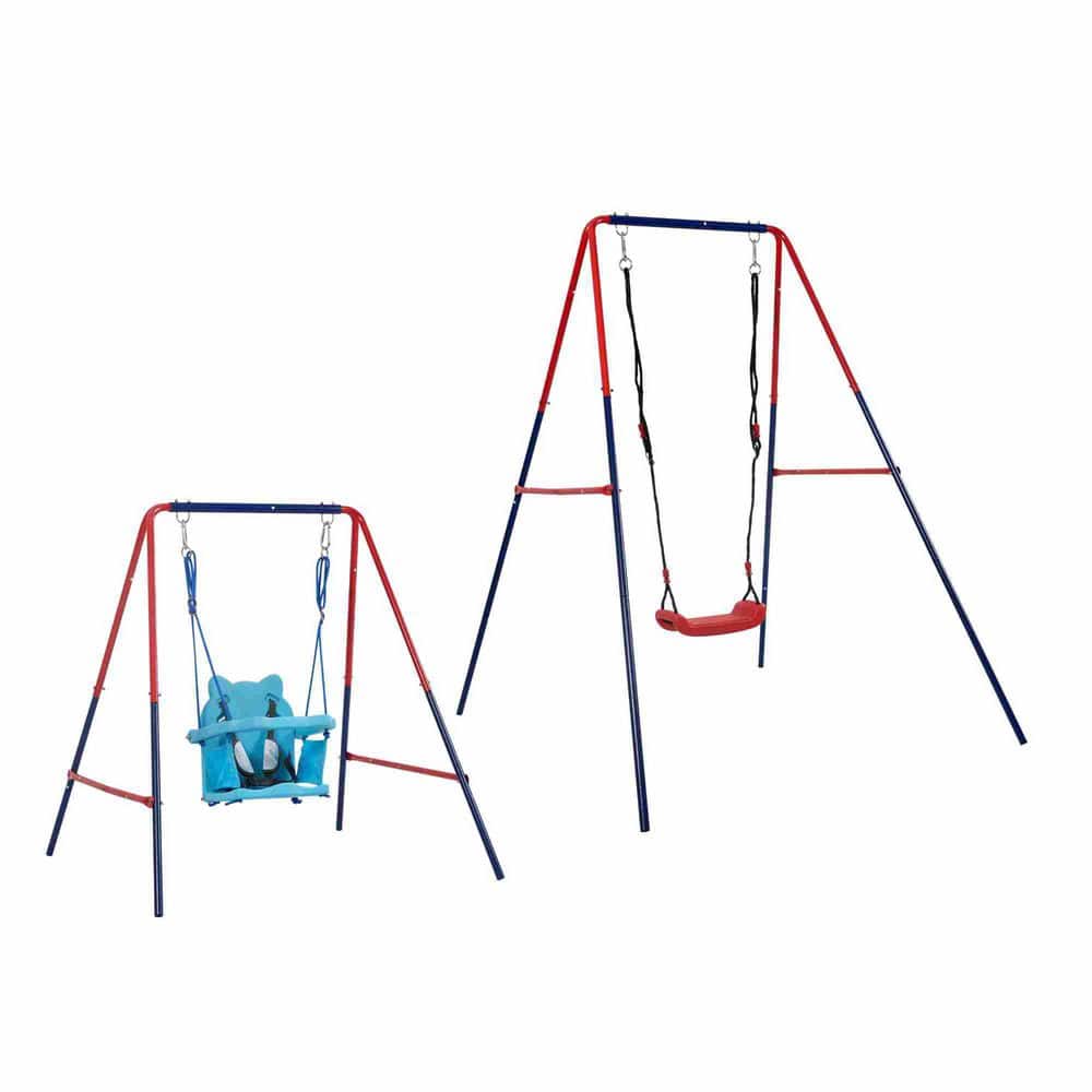 Green and Blue Interesting 2 In 1 Baby Swing Mental Plastic Safe Swing Set 110lbs for Outdoor Playground for Age 3+ price history on PriceWatchPro