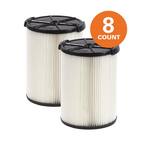 1-Layer Standard Pleated Paper Filter for Most 5 Gal. and Larger RIDGID Wet/Dry Shop Vacuums (8-Pack)