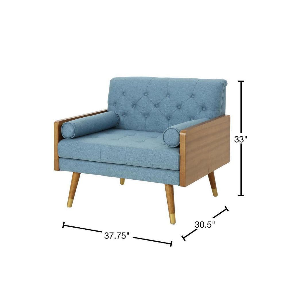 Blue and Walnut Mid-Century Modern Club Chair