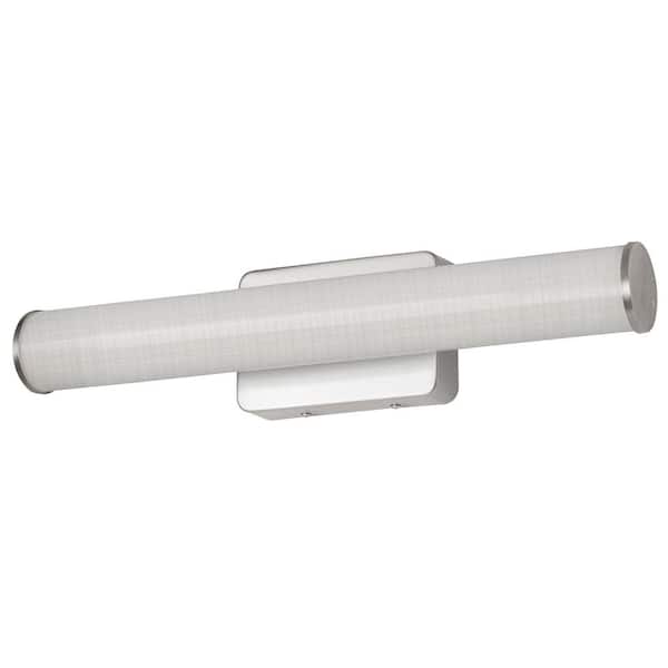 18 in. 1-Light Brushed Nickel LED Vanity Light with Fabric Lens in 3000K