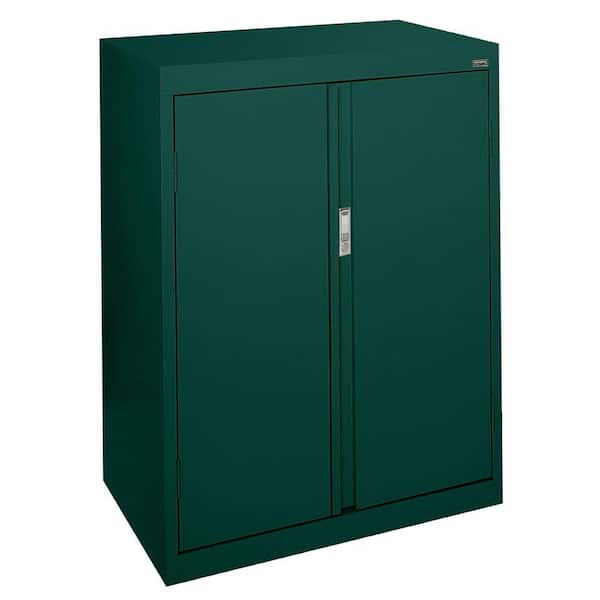 Sandusky System Series 30 in. W x 42 in. H x 18 in. D Forest Green Counter Height Storage Cabinet with Fixed Shelves