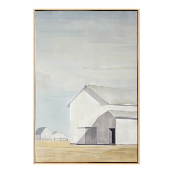 NADAAL STUDIOS Nolan Framed Art Print, Minimalist Barn Landscape with Solid Wood Frame 36 in. x 24 in.