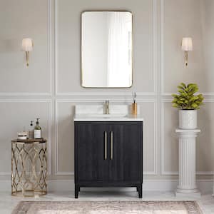 Gara 30 in.W x 22 in.D x 33.9 in.H Single Sink Bath Vanity in Fir Black with White Grain Composite Stone Top