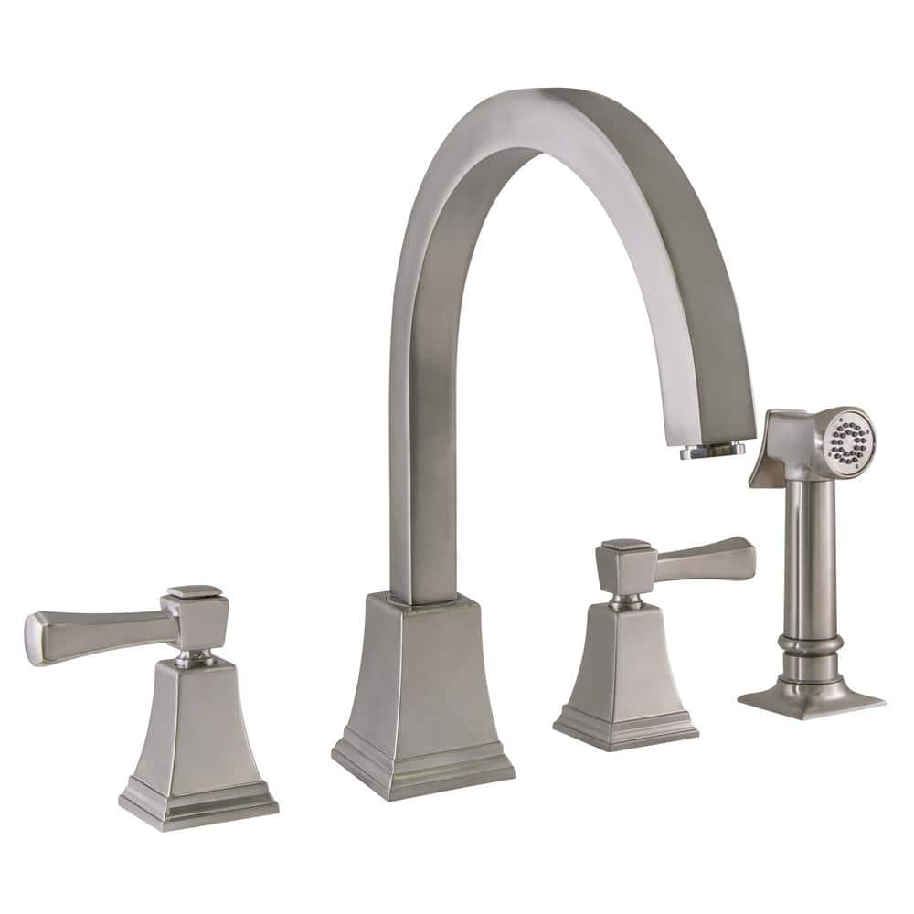 Design House Torino 2-Handle Standard Kitchen Faucet with Side Sprayer in Satin Nickel