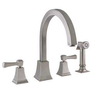Torino 2-Handle Standard Kitchen Faucet with Side Sprayer in Satin Nickel
