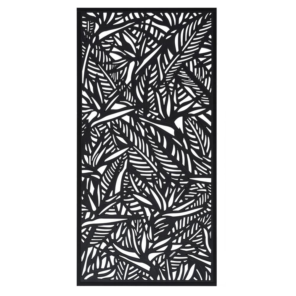 6 ft Black Vinyl Bird of Paradise Privacy Screen Panel