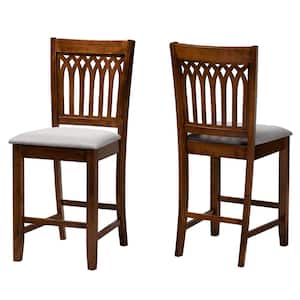 Genesis 42.5 in. Grey and Walnut Brown Wood Counter Height Bar Stool (Set of 2)