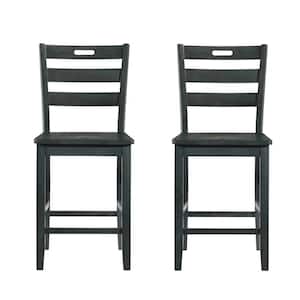 Quinby Antique Gray Wood Counter Height Side Chairs (Set of 2)