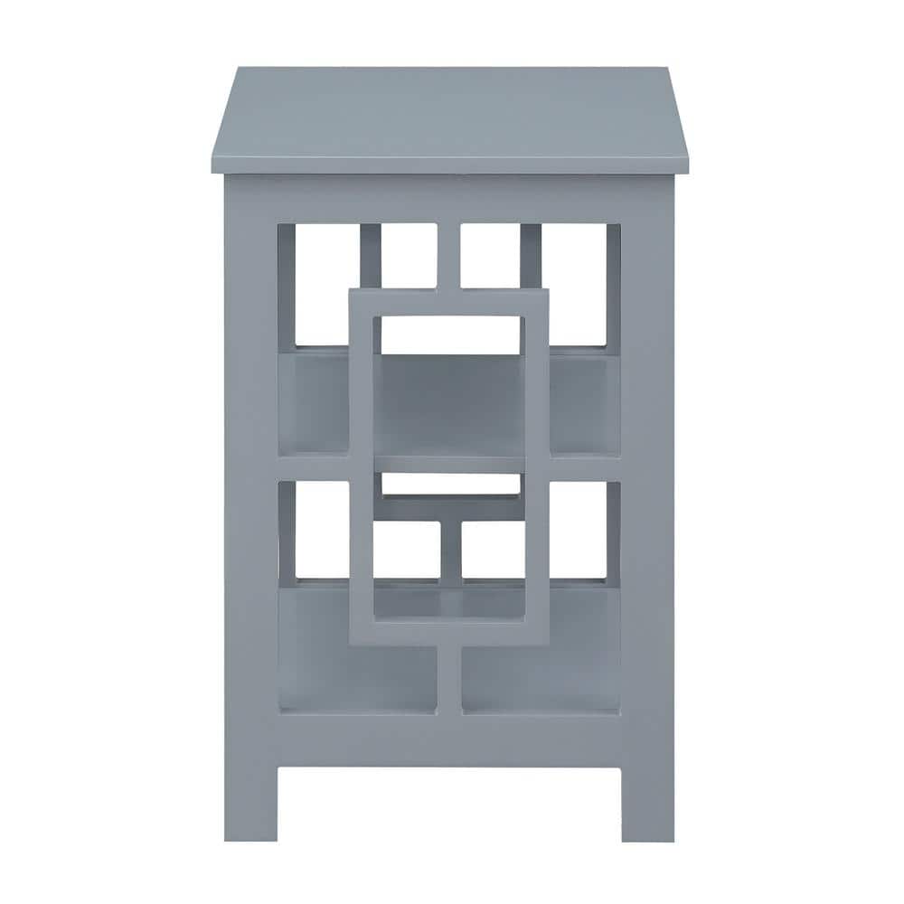 Gray MDF 24" End Table with Shelves