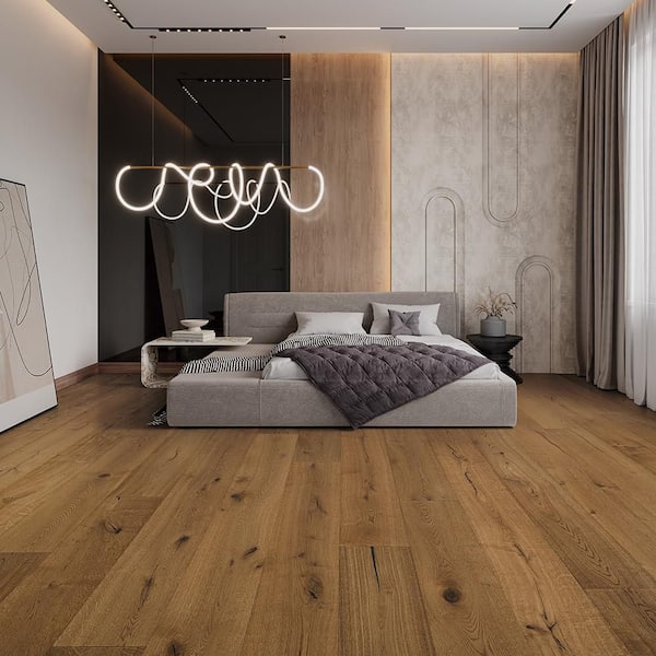 Del Rey French Oak 5/8 in. T x 9.4 in. W Tongue and Groove Wire Brush Engineered Hardwood Flooring (34.10 sq. ft./case)