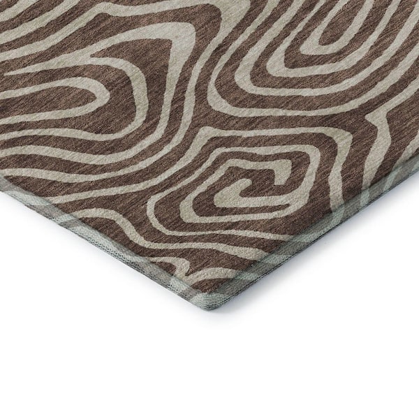 Mayfield Premium Machine Washable Abstract AMF1020 Brown 2 ft. 3 in. x 7 ft. 6 in. Runner Rug
