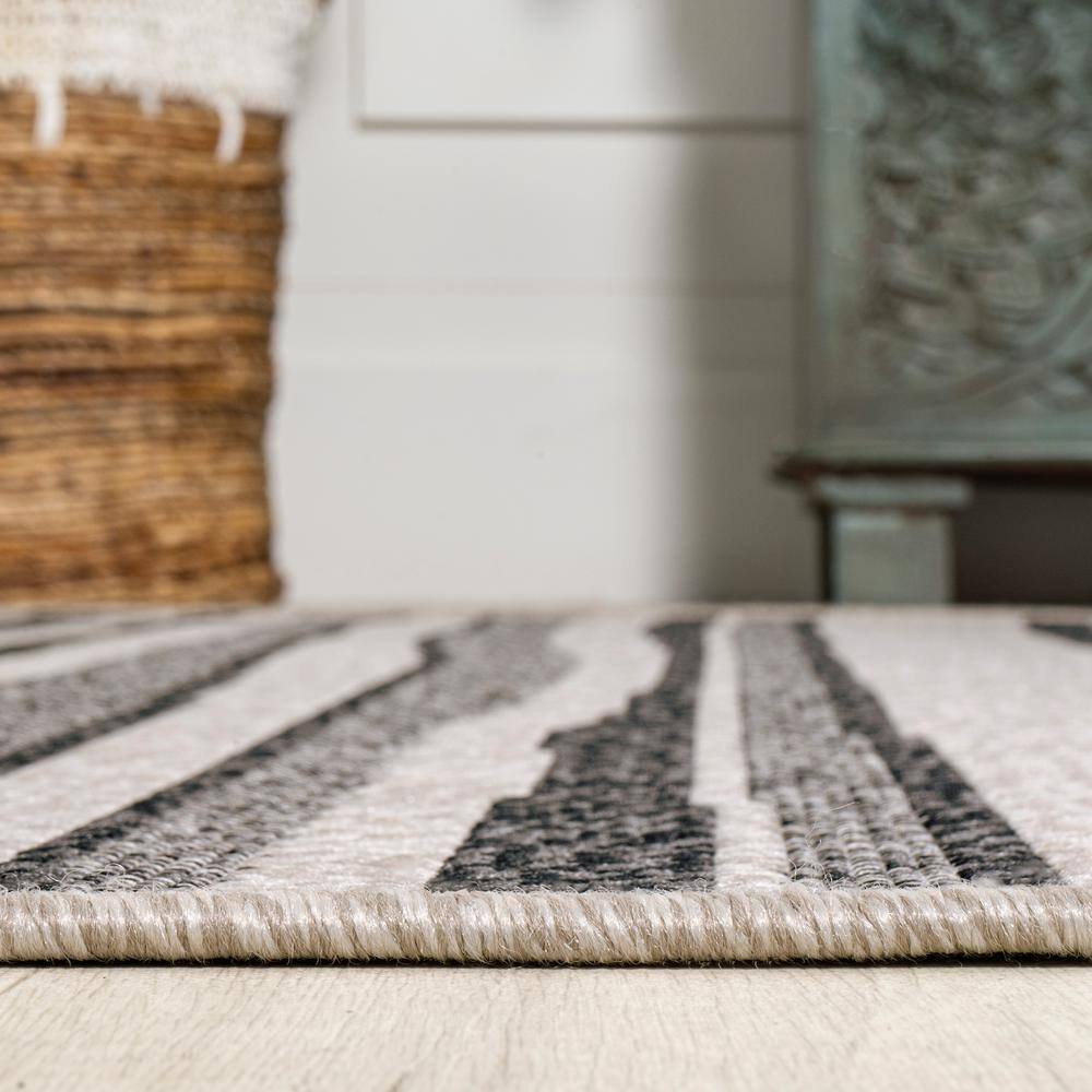 Reversible Castara Modern Stripe Gray Synthetic Area Rug