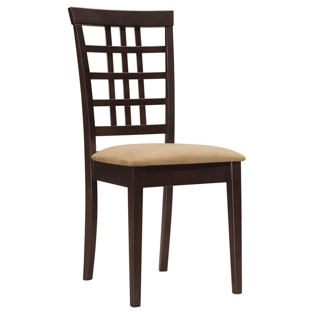 High-Back Traditional Beige Microfiber Upholstered Side Chair