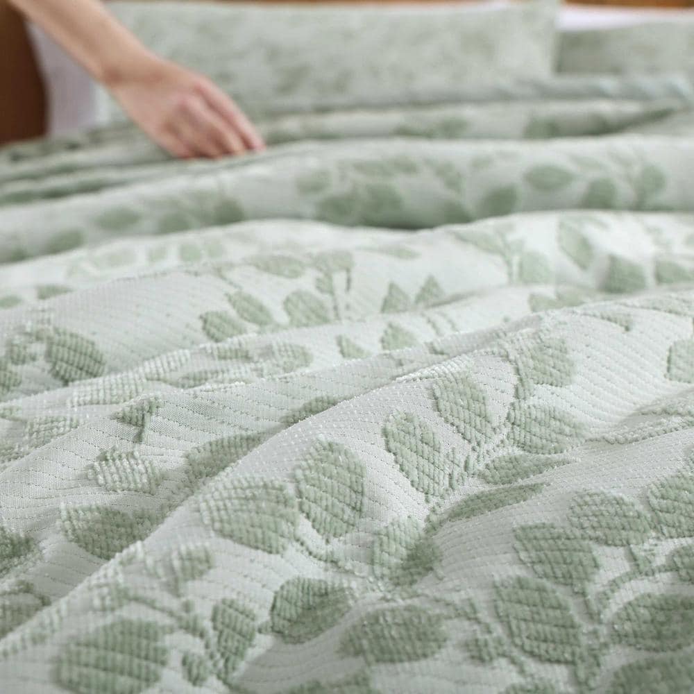 Sage Green Full Microfiber Reversible Jacquard Comforter Set