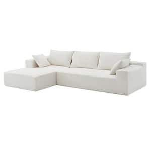 109 in. 2-Piece L Shaped Chenille Modern Sectional Sofa in. White