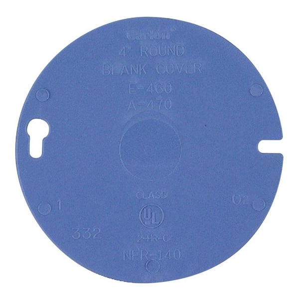 Carlon 4 in. PVC Blue Round Blank Electrical Box Cover