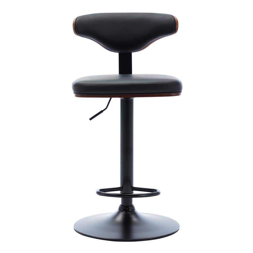 YOFE 43 in. Adjustable Upholstered Swivel Black Finish Walnut Metal