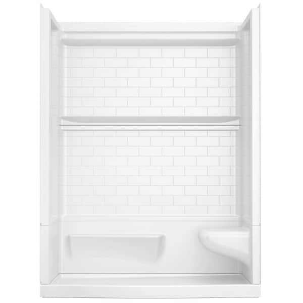 Classic 500 Tile Curve Right Seat 32 in. L x 60 in. W x 75.76 in. H Alcove Shower Kit with Shower Wall and Shower Pan