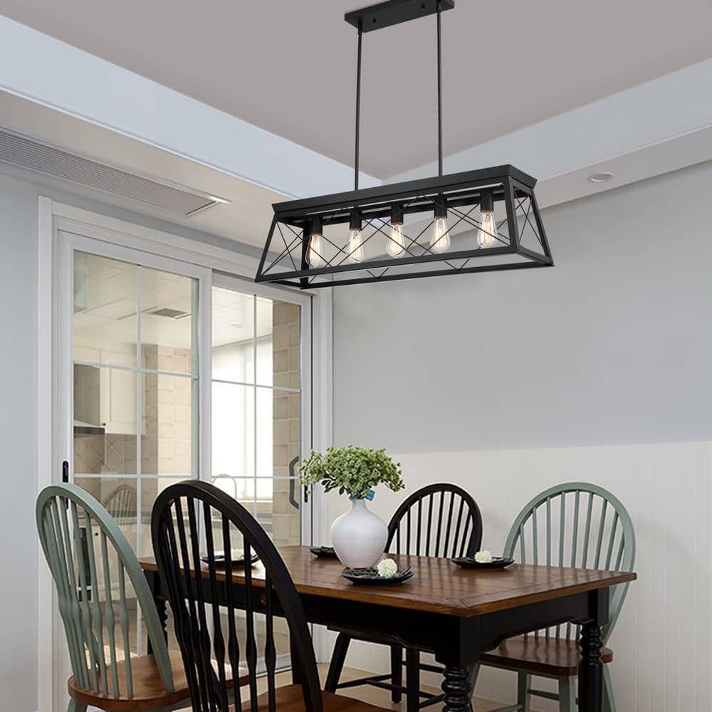 5-Light Kitchen Island Linear Pendant Chandelier with Matte Black price history on PriceWatchPro