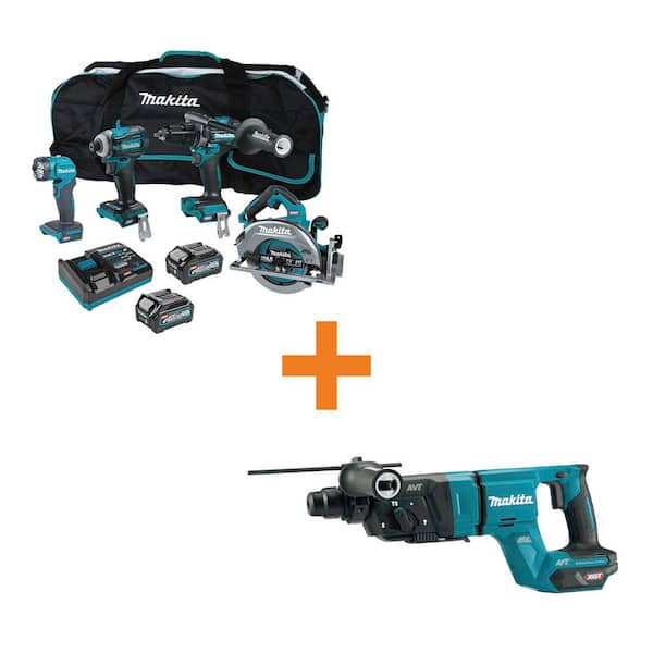 40V Max Cordless XGT Brushless 4-Pc. Combo Kit 2.5Ah/4.0Ah with XGT Brushless 1-1/8 in. Rotary Hammer (D-Handle), AFT