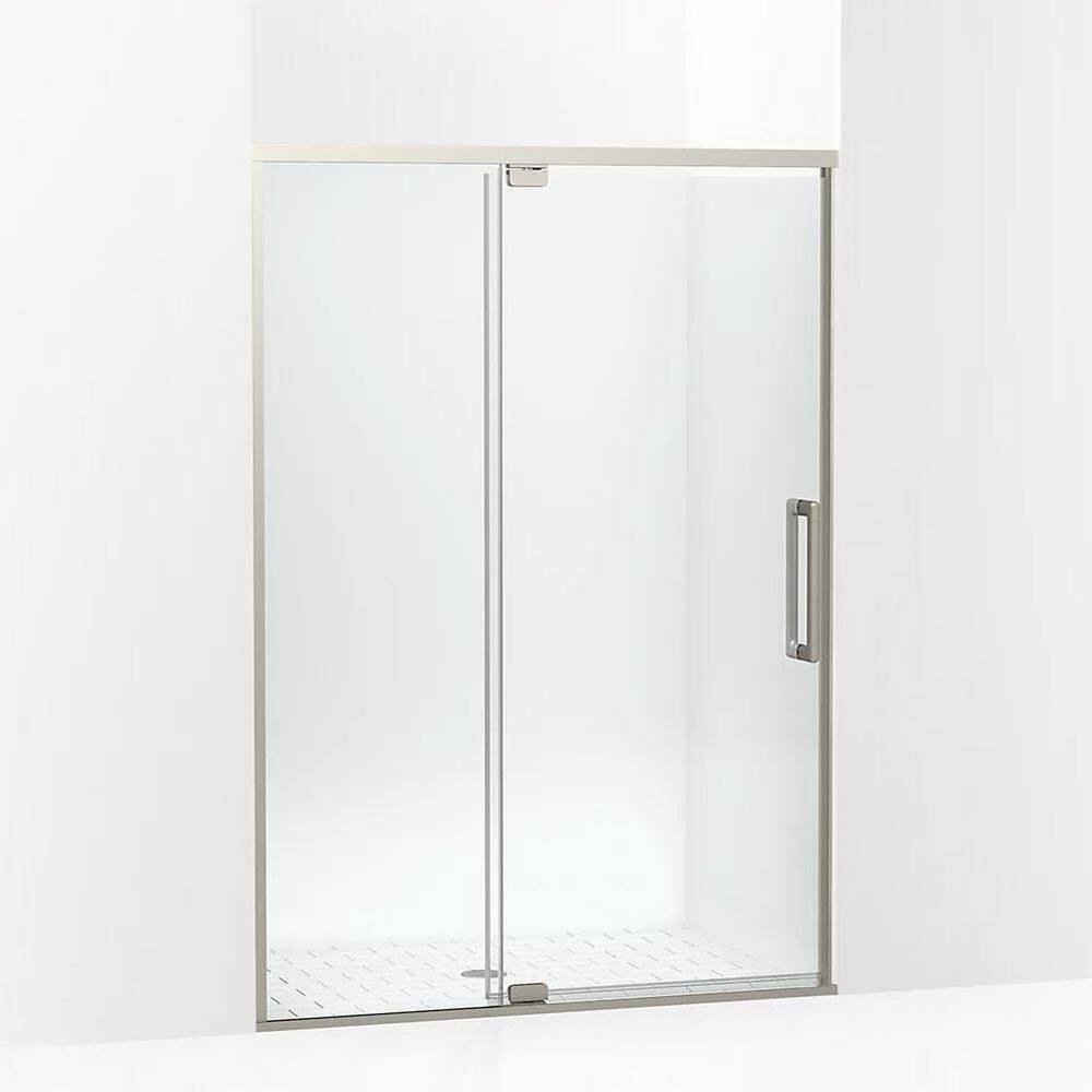 Statement 54 in. W x 76 in. H Pivot Framed Shower Door in Anodized Brushed Nickel Finish with Clear Glass price history on PriceWatchPro