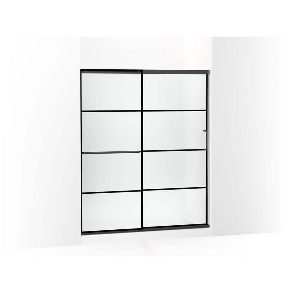 Elate Matte Black Sliding Shower Door with Frosted Glass