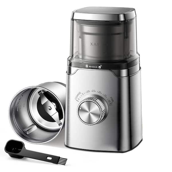 Electric Blade Coffee Grinder All-Metal Shell Adjustable Timer Removable Stainless Steel Bowl for Beans Spices