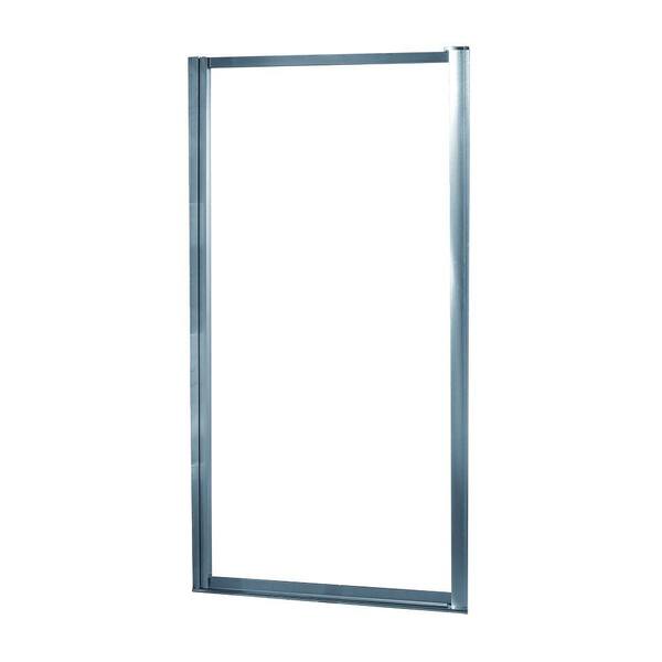 Foremost Tides 25 in. to 27 in. x 65 in. Framed Pivot Shower Door in Brushed Nickel with Rain Glass