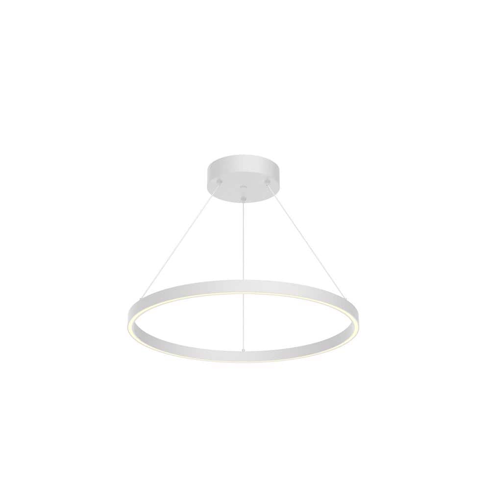 Cerchio 24 in. 1 Light 51-Watt White Integrated LED Pendant Light price history on PriceWatchPro