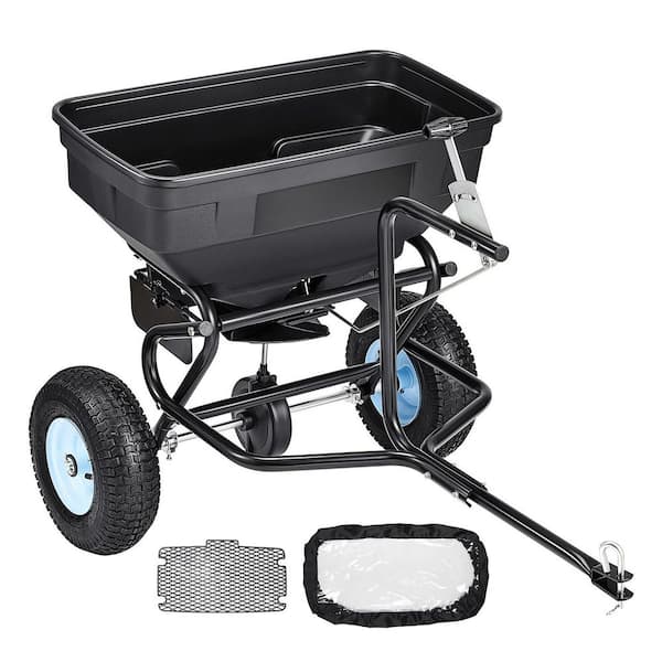 Towable Broadcast Spreader, 130 lbs. Capacity, Tow-Behind Push Spreader with 13 in. Tires, 9.8 ft. Spreading Width