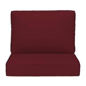 Outdoor Chair Cushions 2-Piece 22x24+18x23In.Deep Seat and Backrest Cushion Set for Patio Furniture in Red