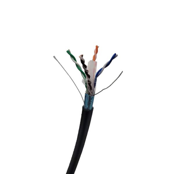 CAT6A Outdoor Bulk Ethernet Cable, Direct Burial Shielded Solid Copper, 23  AWG 1000FT