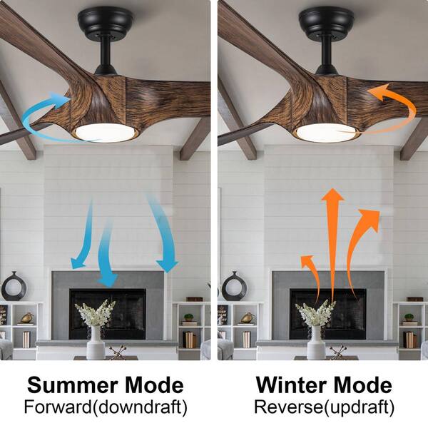 YUHAO Fauxwood 56 in. Indoor Matte Black Standard Ceiling