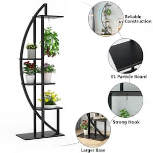 Eileen 63 in. Black Curve Wood Indoor Plant Stand with 5-Tier (Pack of 2)