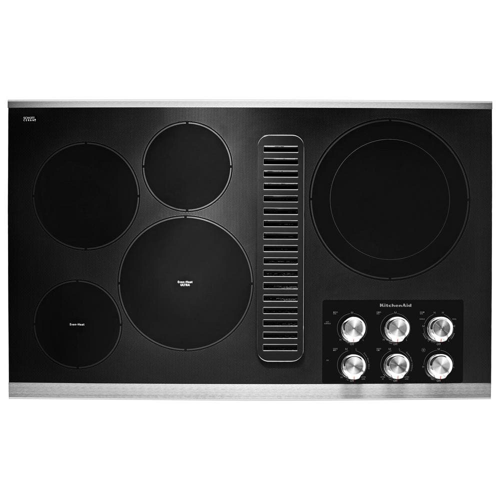 36 in. Radiant Electric Downdraft Cooktop in Stainless Steel with 5 Elements