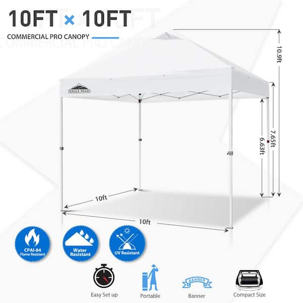 EAGLE PEAK 10 ft. x 10 ft. Commercial Ez Pop Up Canopy Tent Instant  MarketPlace Canopies, Bonus 4 Sand Bags, White MP100WO-WHT-AZ - The Home  Depot