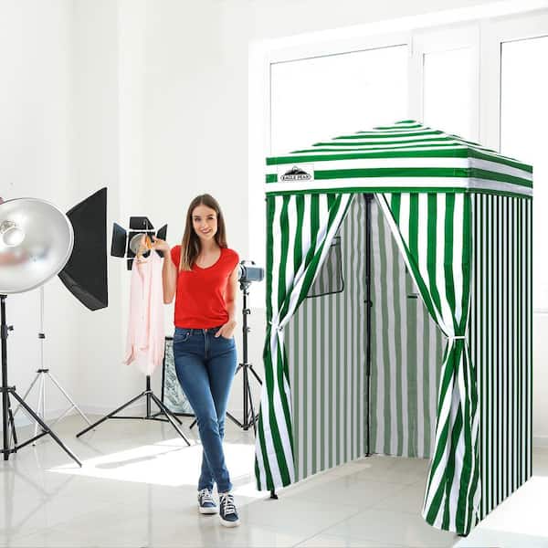 EAGLE PEAK 4 ft. x 4 ft. Pop Up Privacy Tent Foldable Outdoor Portable Dressing Changing Room Shelter, Green/White