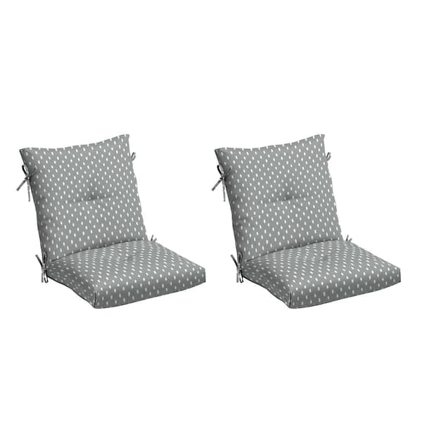 ARDEN 21 x 21 EarthFiber Outdoor Plush Modern Tufted Polyfill Dining Chair Cushion, Stone Grey Dot (Set of 2)