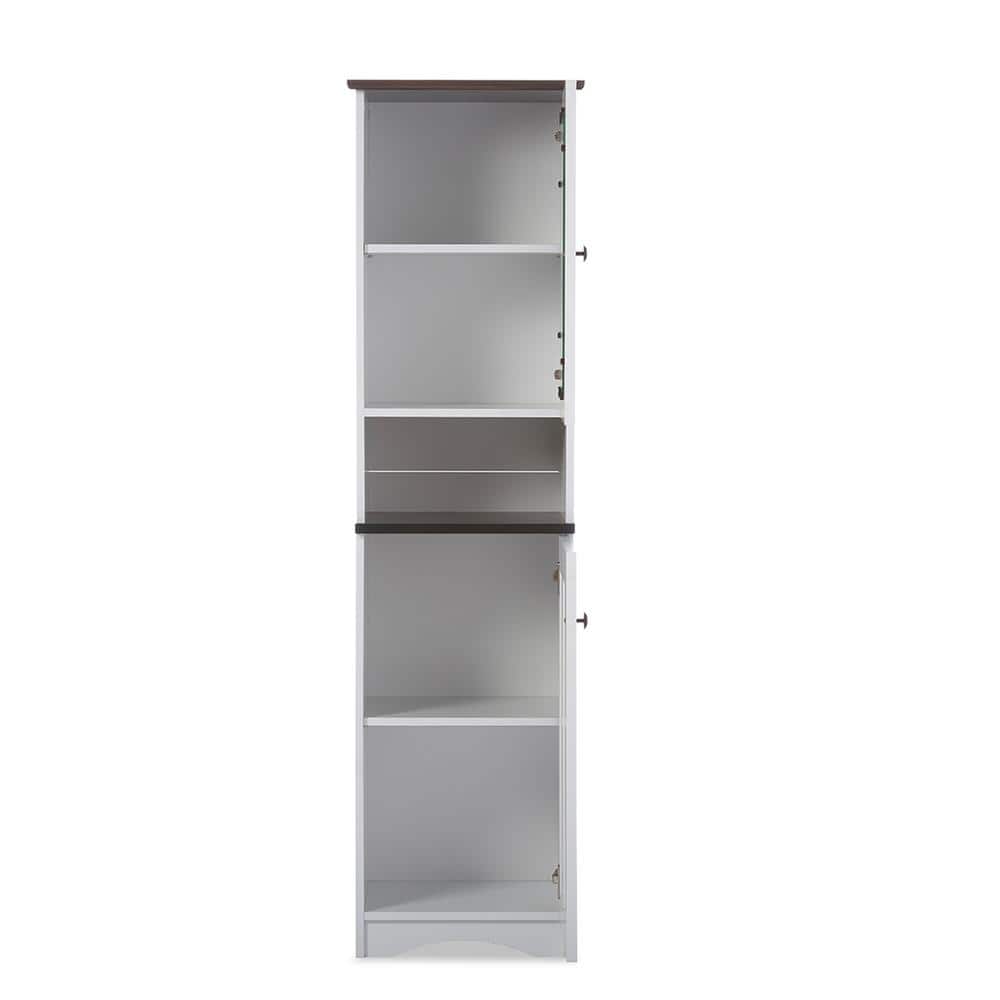 Lauren White and Dark Brown Two-Tone China Cabinet with Glass Door
