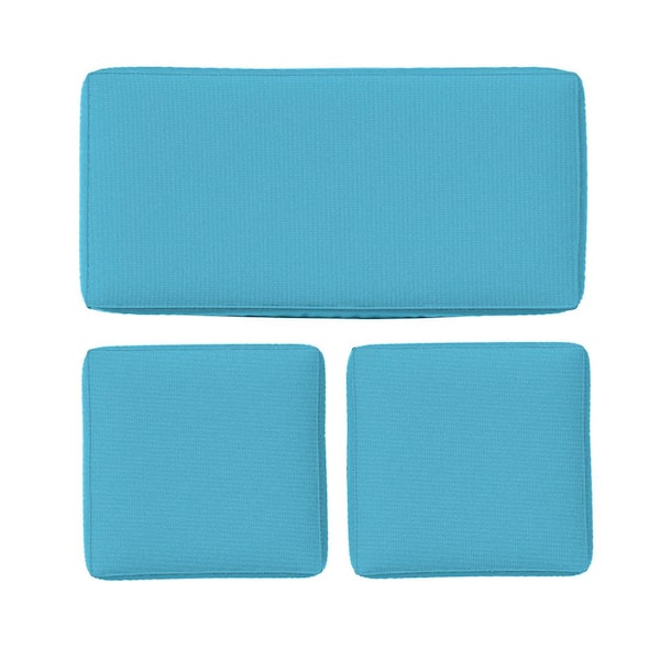 36 in. x 18 in. (3-Piece) Outdoor Patio Replacement Seat Cushions Fit for Loveseat Lounge Chair Furniture Lake Blue