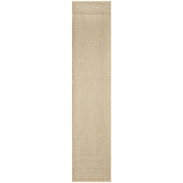Nourison Tulum Taupe Ivory 2 ft. x 8 ft. Linear Contemporary Runner Area Rug