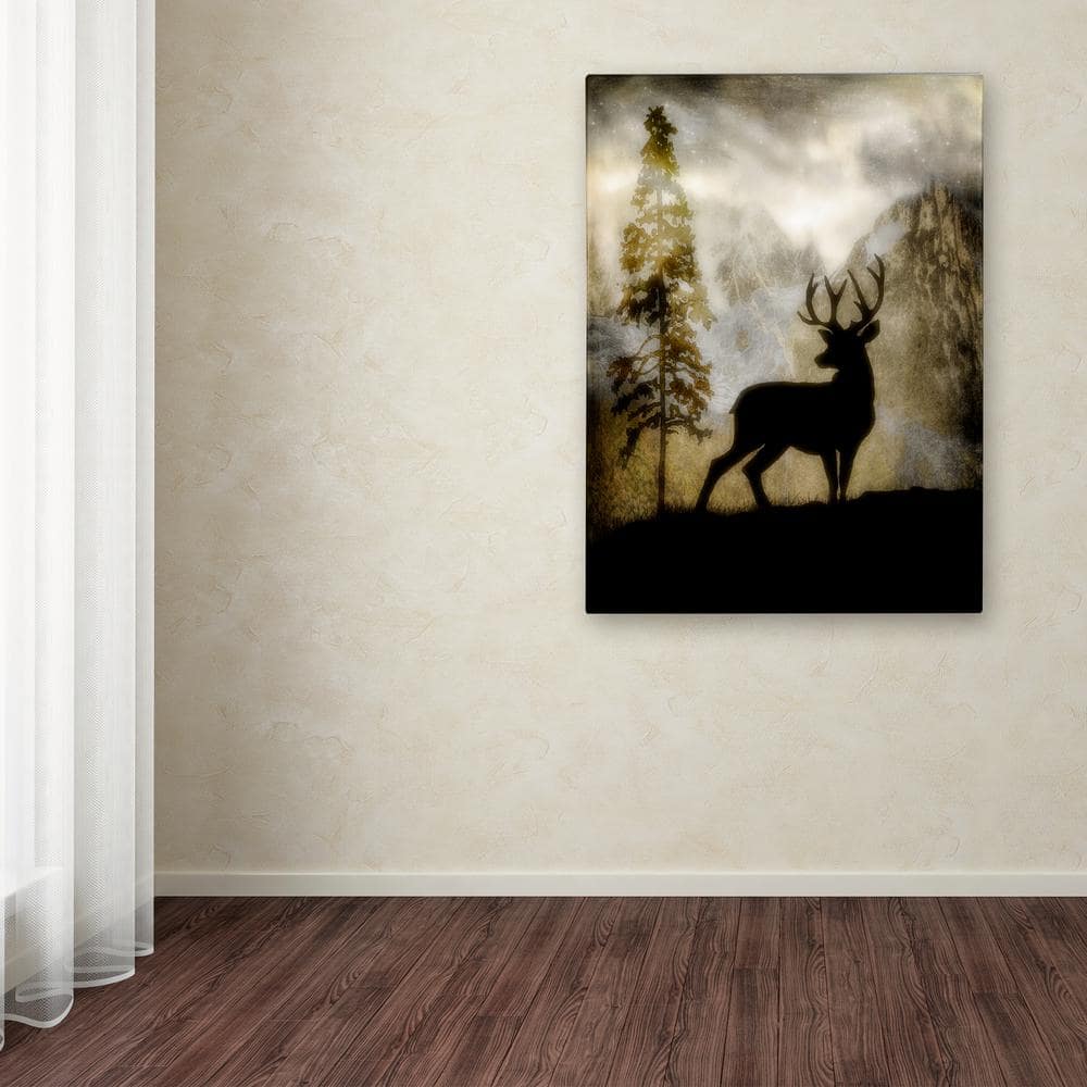 Mystic Deer Portrait Canvas Wall Art with Floater Frame