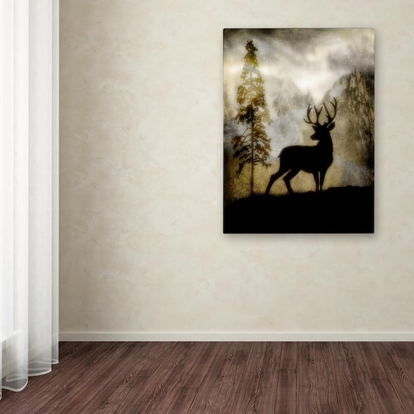 Framed Canvas Art (Gold Floating Frame) - Deer in Leather by Animal Crew ( Animals > Wildlife > Deer art) - 26x18 in