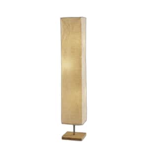58 in. Natural 2 Light 1-Way (On/Off) Column Floor Lamp for Liviing Room with Paper Rectangular Shade