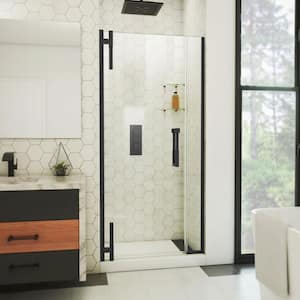 Ascend 35.5 in. W x 72 in. H Pivot Frameless Shower Door in Matte Black