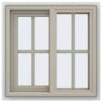 23.5 in. x 23.5 in. V-4500 Series Desert Sand Vinyl Left-Handed Sliding Window with Colonial Grids/Grilles