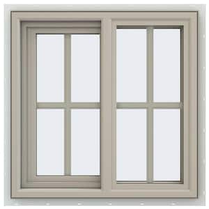 23.5 in. x 23.5 in. V-4500 Series Desert Sand Vinyl Left-Handed Sliding Window with Colonial Grids/Grilles