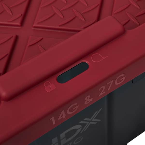 HDX - 27 Gal. Tough Storage Tote in Black and Red